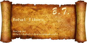 Behal Tiborc névjegykártya